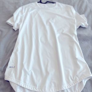 BYLT Premium Basics Performance White Drop-Cut Shirt